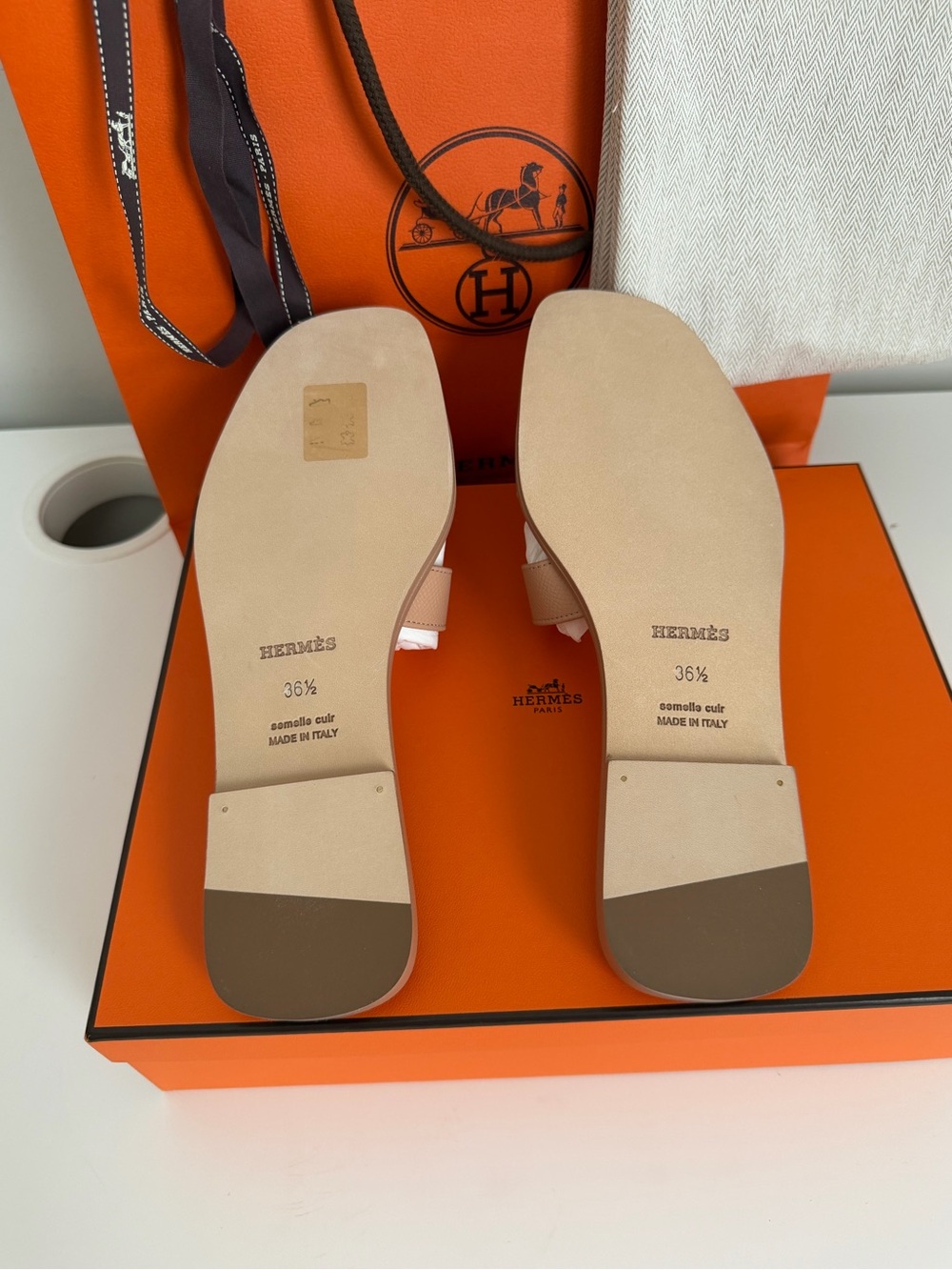 Hermes Oran Sandals in Beige Perlino 6.5 - Picture 7 of 10
